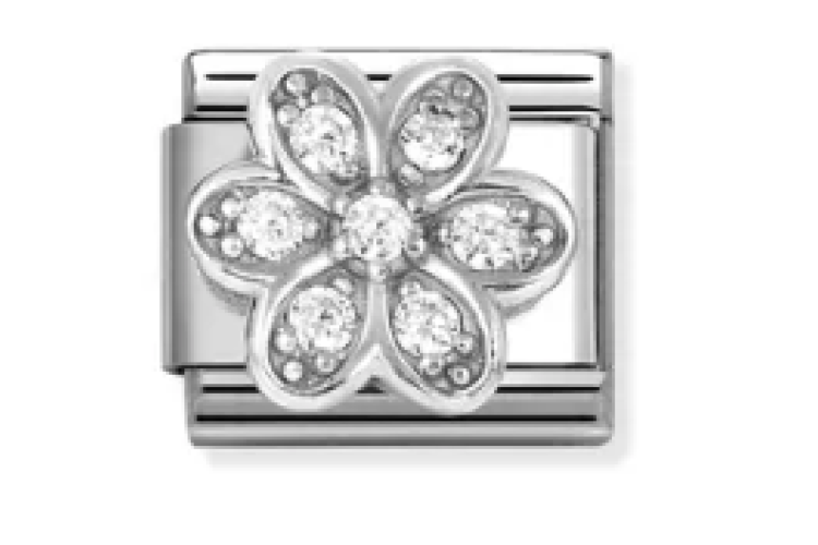 Silver Daisy All Stones Link