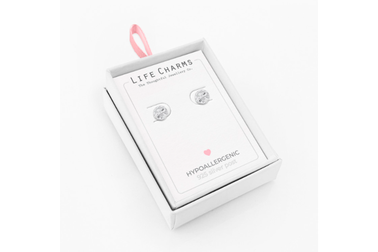Silver Diamond Crystal Stud Earrings