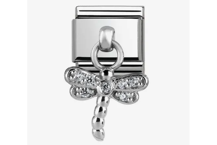 Silver Dragonfly with Stones Pendant Link