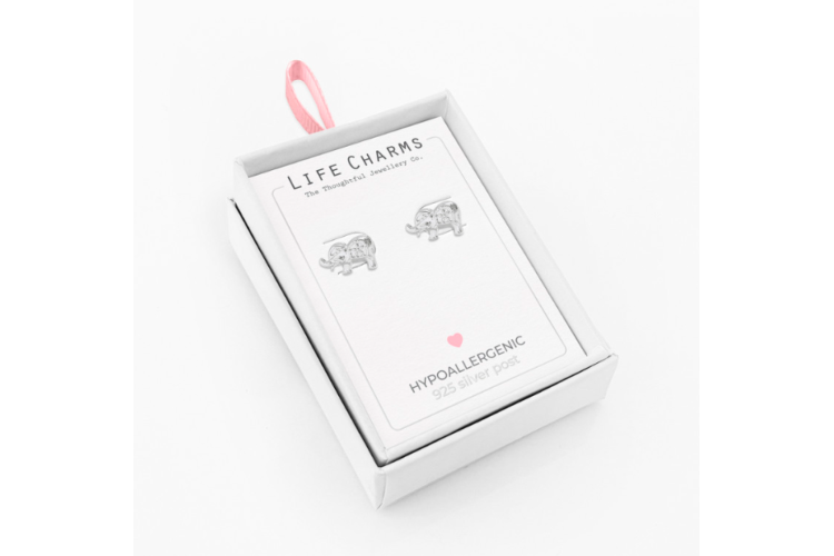 Silver Elephant Stud Earrings