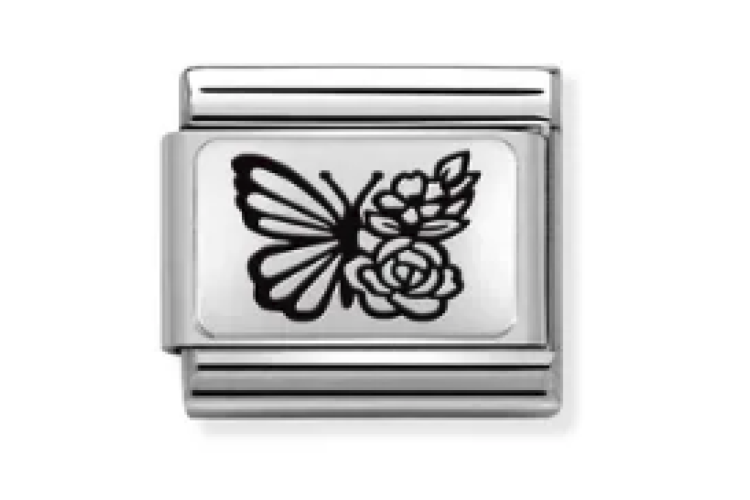 Silver Floral Butterfly Link