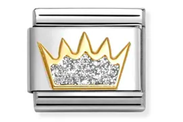 Silver Glitter Crown Link 