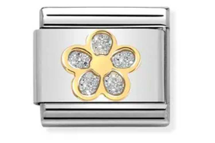 Silver Glitter Flower 