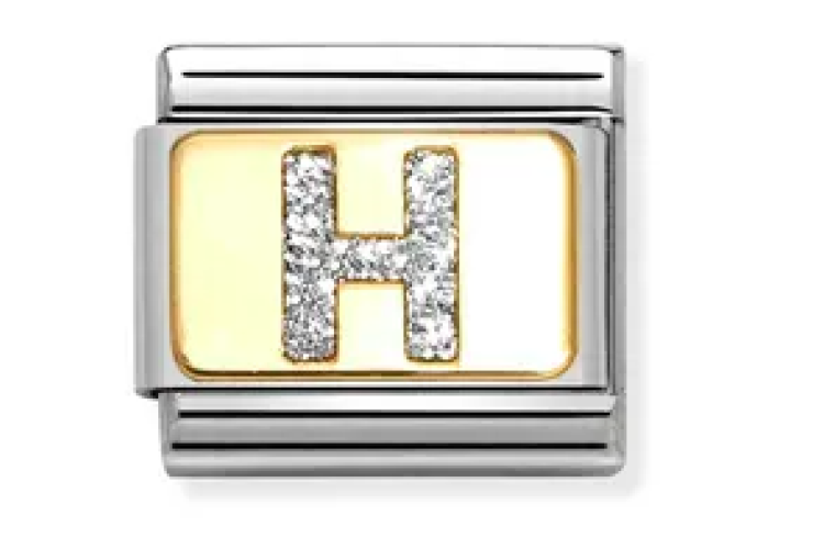 Silver Glitter H Link 