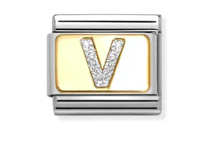 Silver Glitter V Link 