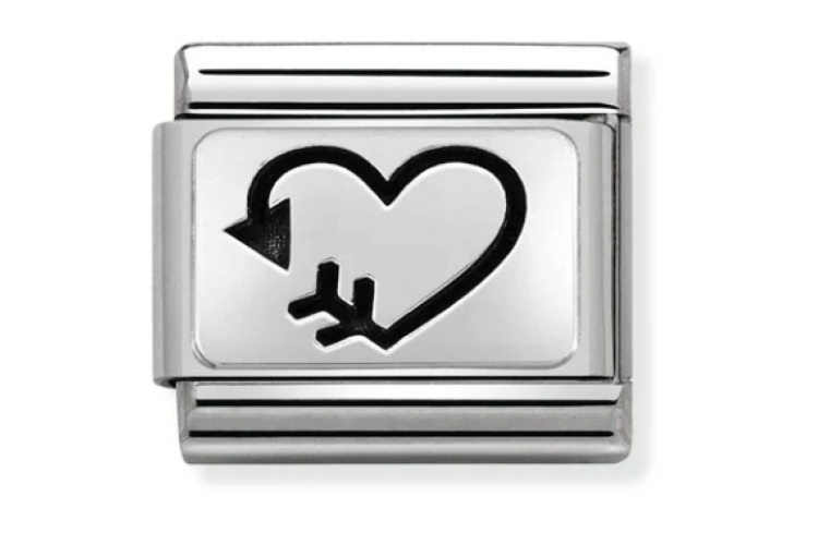 Silver Heart with Arrow Link