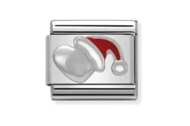 Silver Heart with Santa Heart Link