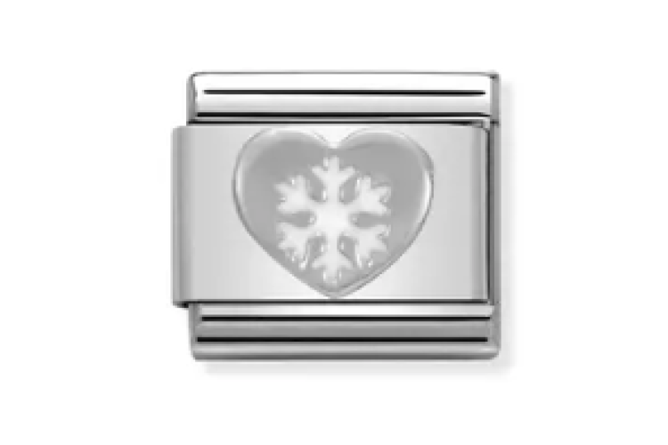 Silver Heart with Snowflake Link