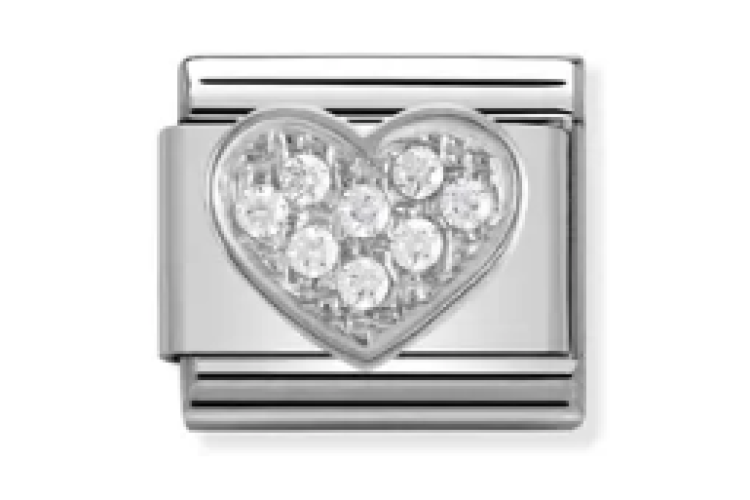 Silver Heart with Stones Link