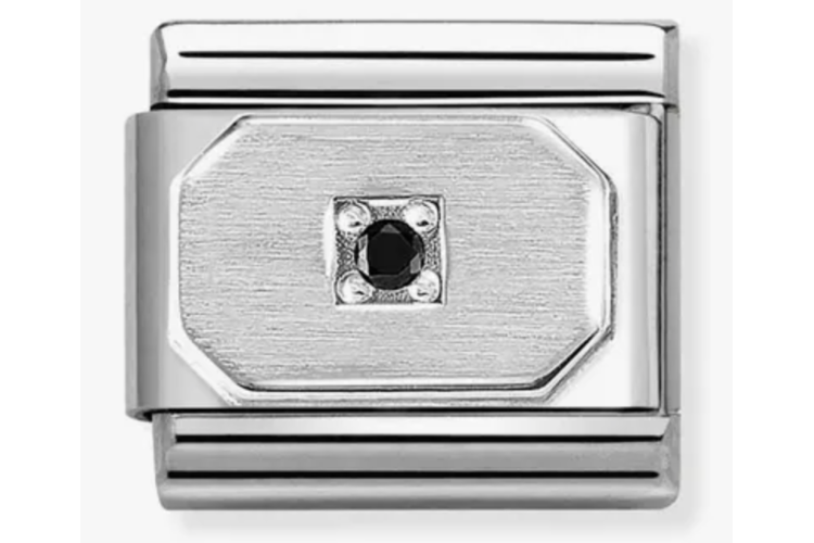 Silver Hexagon with Black Stone Link
