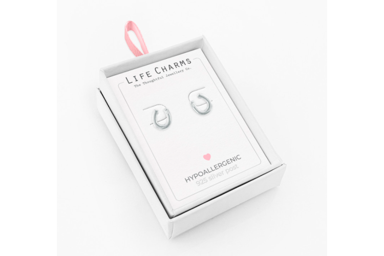 Silver Horseshoe Stud Earrings