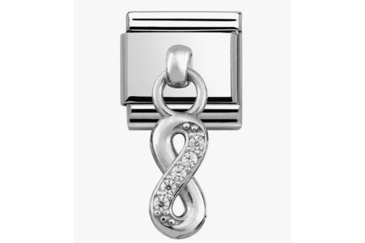 Silver Infinity with Stones Pendant Link