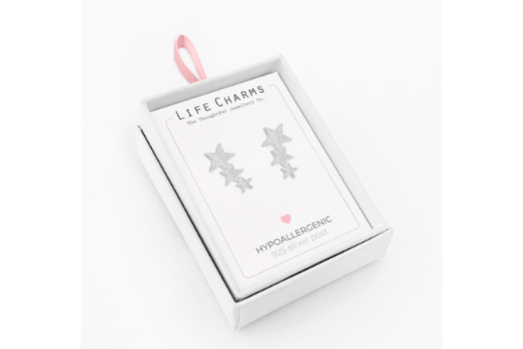 Silver Large Shooting Star Stud Earrings