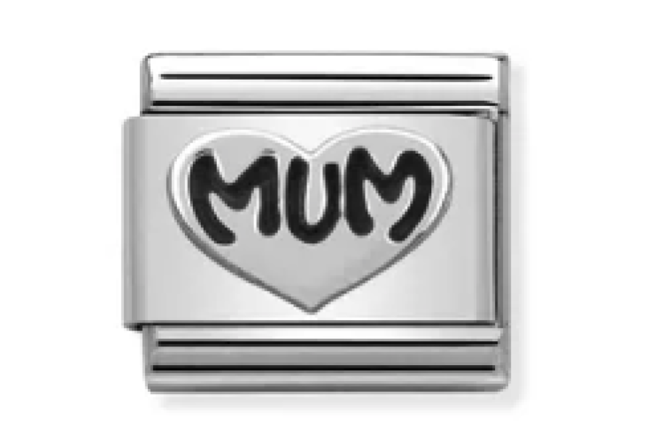 Silver Mum Heart Link