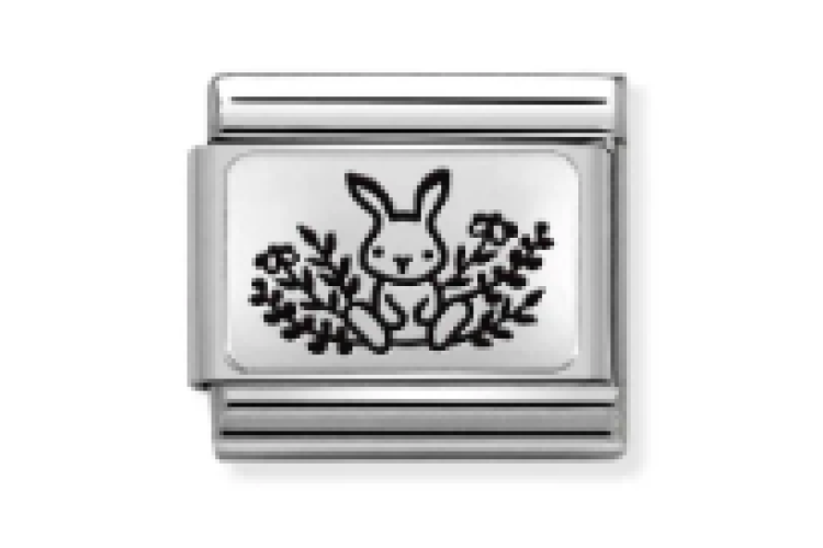 Silver Rabbit with Flowers Link