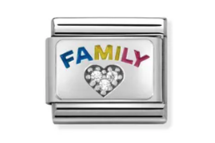 Silver Rainbow Family with Heart and Stones Link
