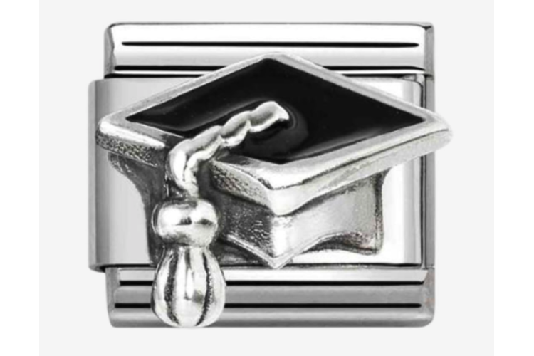 Silver Raised Graduation Cap Link