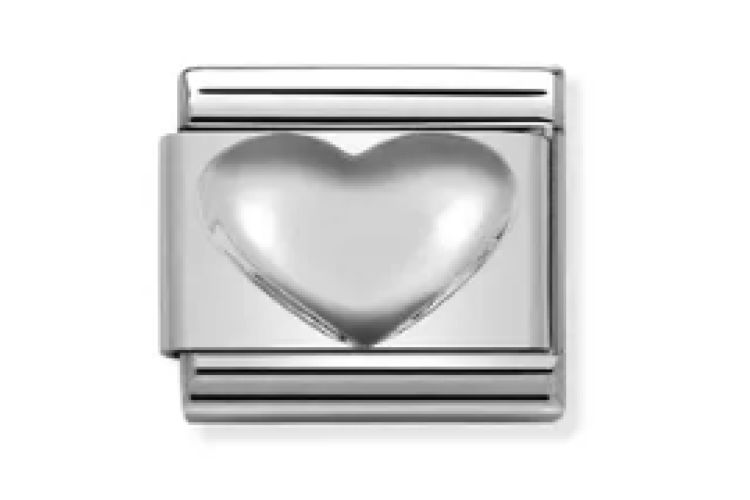 Silver Raised Heart Link