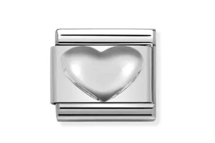 Silver Raised Heart Link