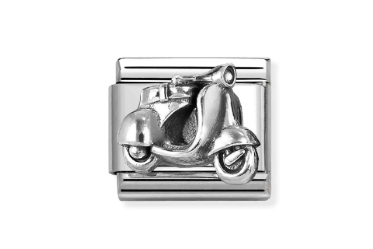 silver raised scooter