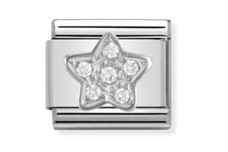 Silver Star with Stones Link
