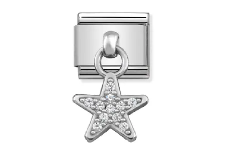 Silver Star with Stones Pendant Link
