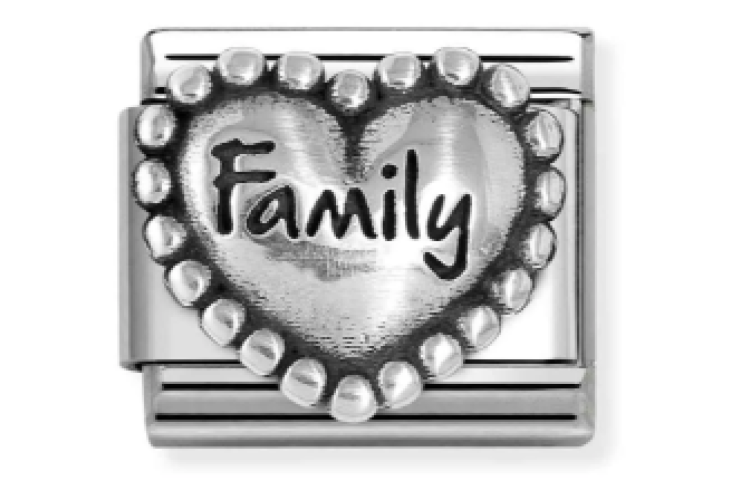 Silver Family Heart with Dots 