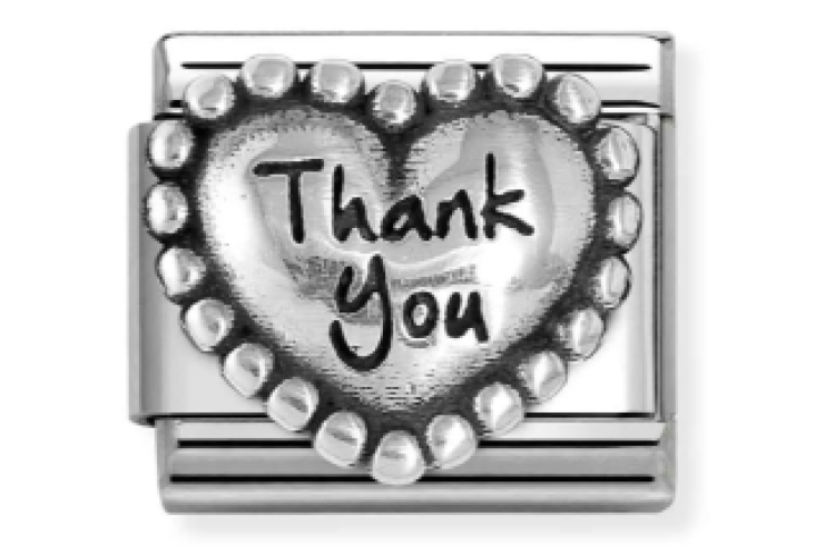 Silver Thank You Heart with Dots 