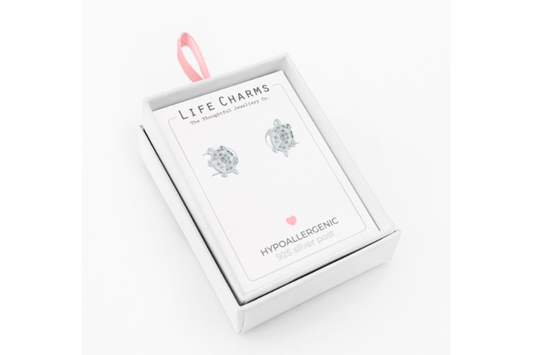 Silver Turtle Stud Earrings