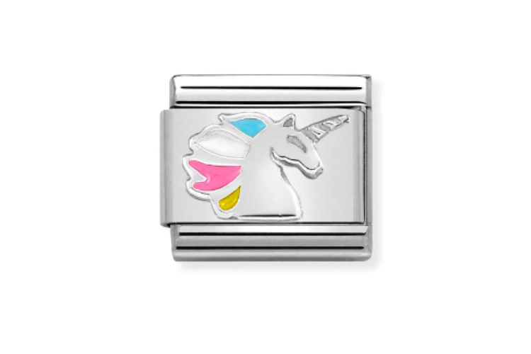 silver unicorn with colour