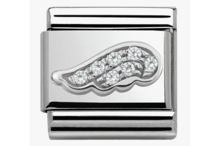Silver Wing with Stones Link