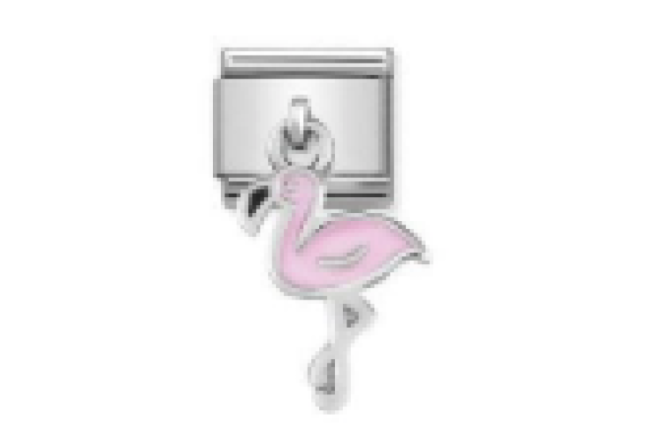 Silver with Pink Flamingo Pendant Link