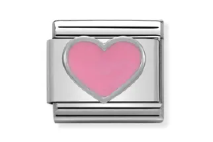 Silver with Pink Heart Link