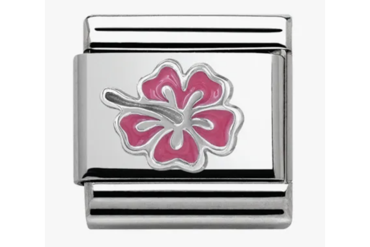 Silver with Pink Hibiscus Flower Link
