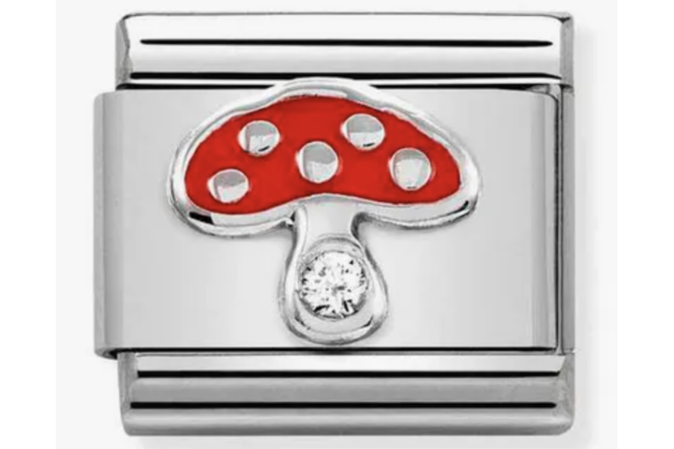 Silver with Red Mushroom and Stone Link