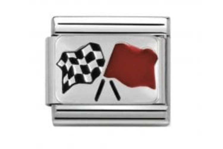 Silver with Red Racing Flags Link
