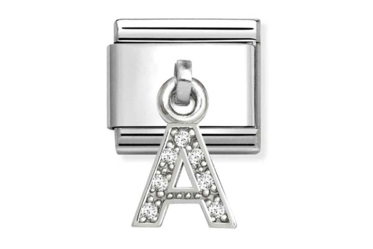 Silver with Stones Letter Pendant Link