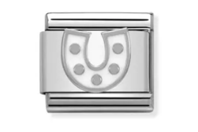 Silver with White Horseshoe Link