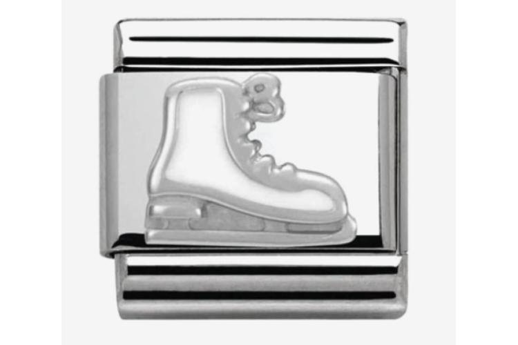 Silver with White Ice Skate Link