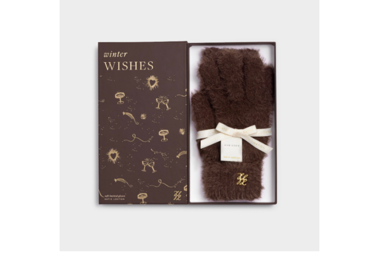 soft knit gloves - chocolate 