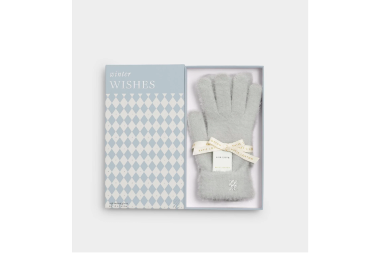 soft knit gloves - pale grey 