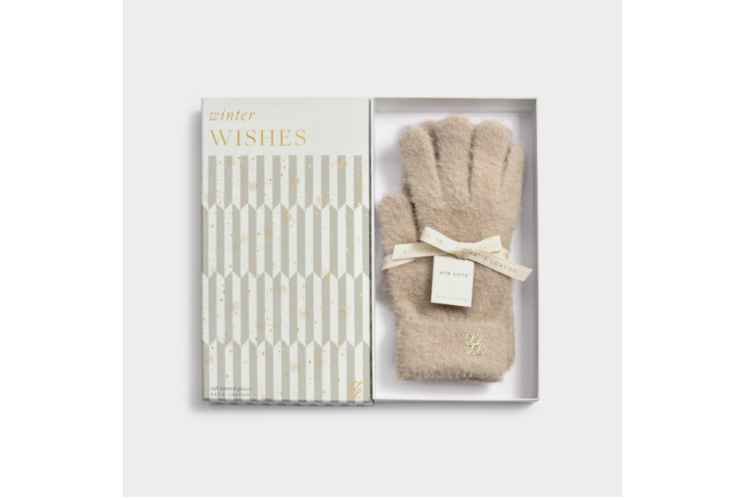 soft knit gloves - taupe