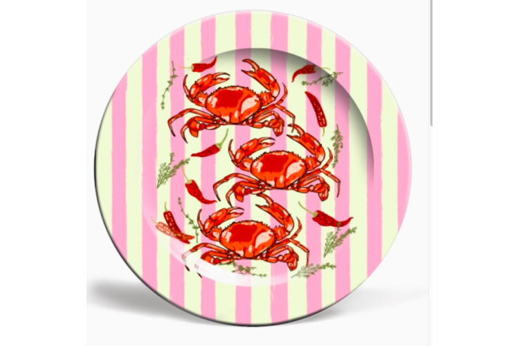 Spicy Red Crabs Pink Plate