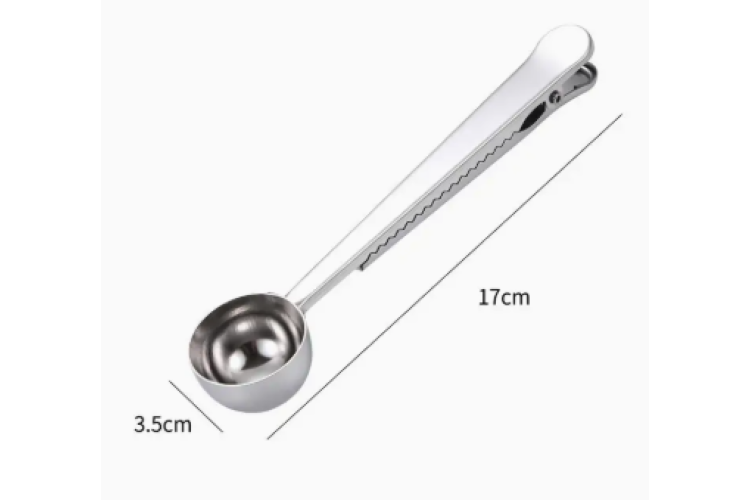 Stainless Steel Coffee Spoon with Bag Clip - Silver