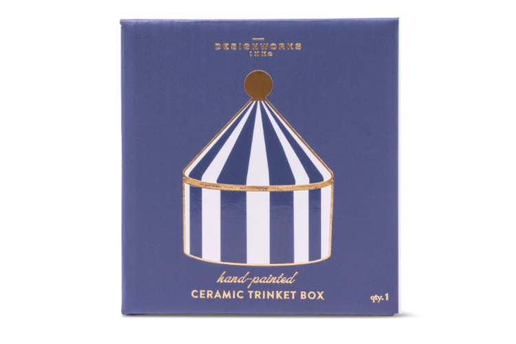 trinket dish - navy stripe
