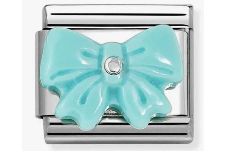 Turquoise Raised Bow with Silver Stud Link