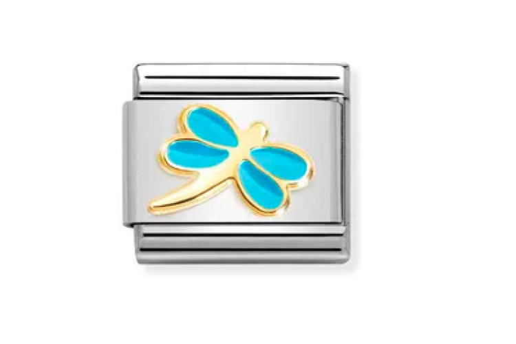 Turquoise with Gold Dragonfly Link