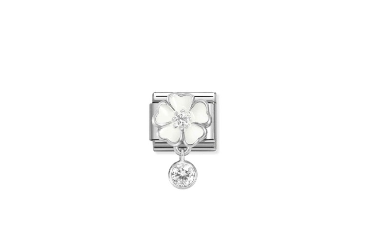 White Flower and Round Pendant Link 