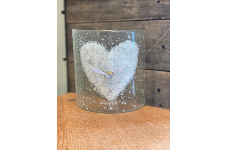 White Heart Curve Clock