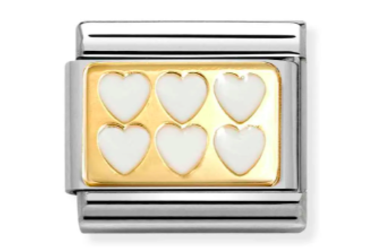 White Hearts on Gold Link 